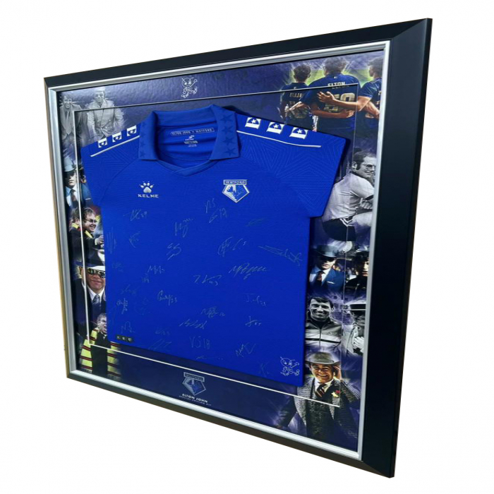ELTON JOHN SQUAD SIGNED FRAMED SHIRT 