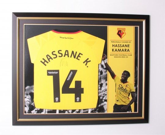 2022/23 KAMARA SIGNED FRAMED HOME SHIRT