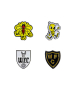 4 PACK RETRO CREST PIN BADGES