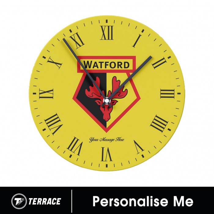 WATFORD FC PERSONALISED CLOCK