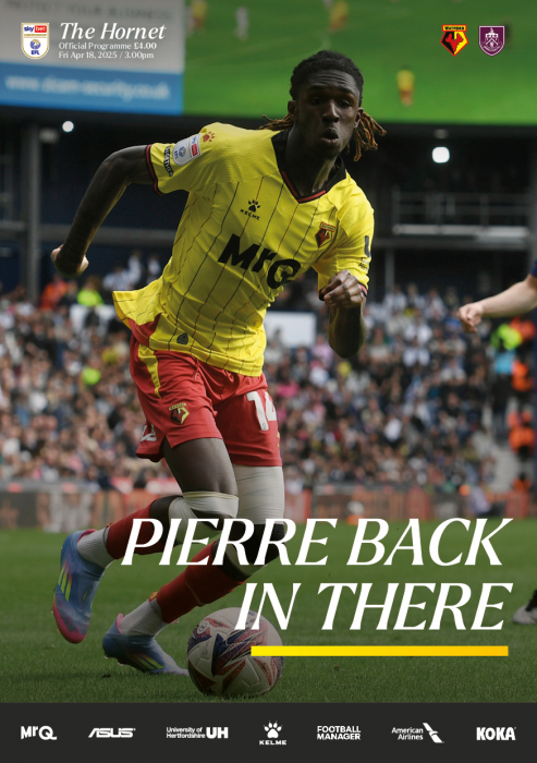 2024/25 WATFORD V BURNLEY PROGRAMME