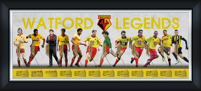 WATFORD LEGENDS TIMELINE PRINTED FRAME  WATFORD LEGENDS TIMELINE PRINTED FRAME