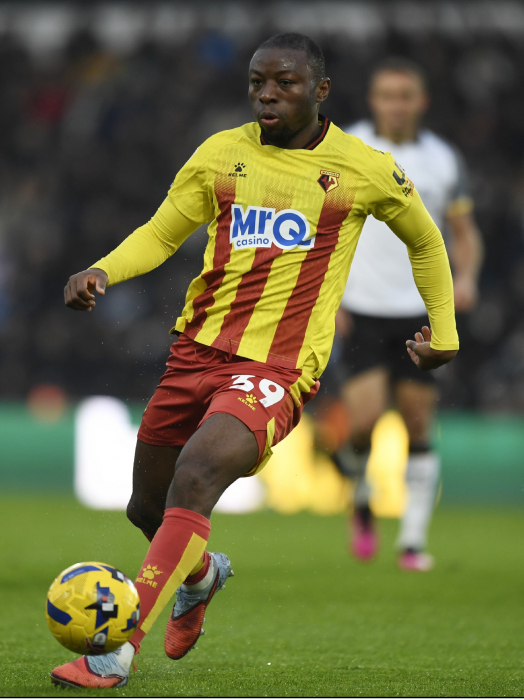 KAYEMBE MATCH WORN & SIGNED HOME SHIRT V DERBY