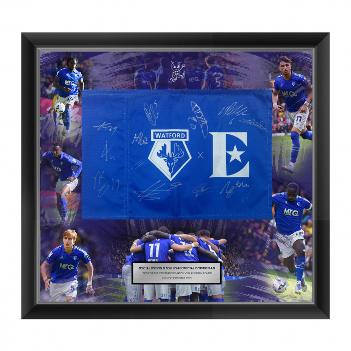 ELTON JOHN SQUAD MONTAGE FRAMED CORNER FLAG