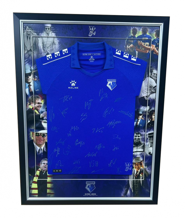 ELTON JOHN SQUAD SIGNED FRAMED SHIRT 